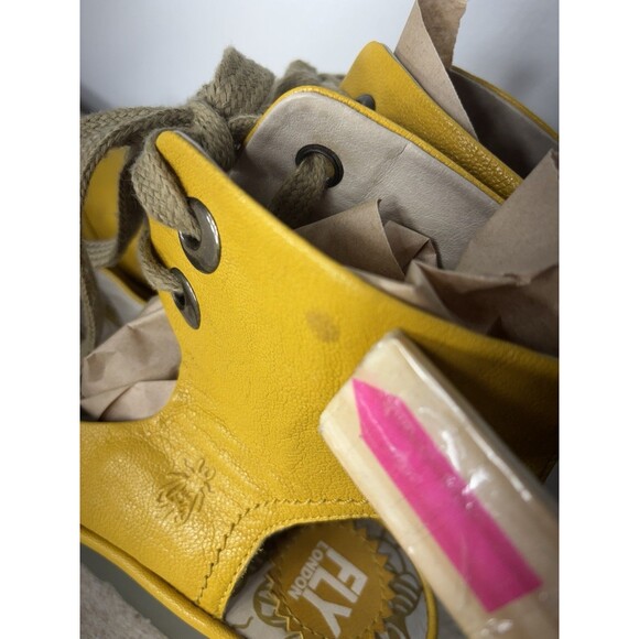 Fly London Womens Shoes EU 40 Yellow Leather Sandals Womens Ankle - Picture 4 of 15